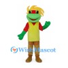 Frog Mascot Costume with Yellow Hair and Red Shirt