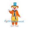 Bear Mascot Costume in Orange with Blue Top Hat and Neck Tie