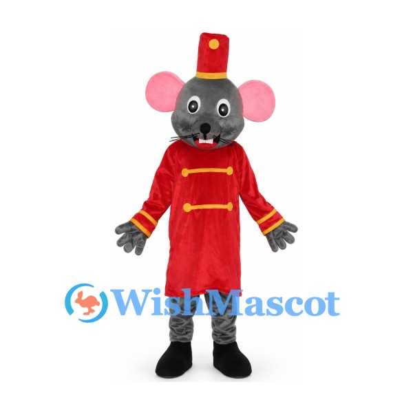 Mouse Mascot Costume with Red Coat and Tall Hat