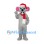 Mouse Mascot Costume in Gray with Santa Hat and Scarf
