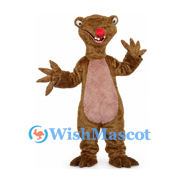 Gecko Mascot Costume in Brown with Pink Belly and Wide Toes