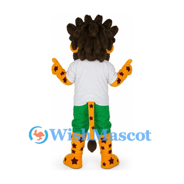 Leopard Mascot Costume with White Shirt and Green Shorts