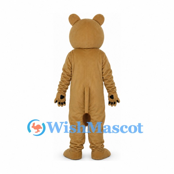 Cougar Mascot Costume in Tan with White Neck Patch