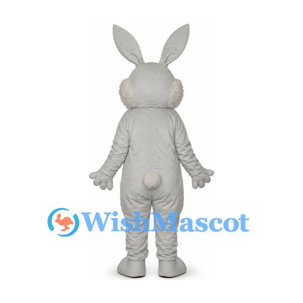 Rabbit Mascot Costume in Gray with Pink Belly