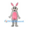 Rabbit Mascot Costume in Gray with Pink Belly