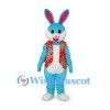 Rabbit Mascot Costume in Blue with Floral Vest