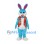 Rabbit Mascot Costume in Blue with Floral Vest