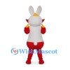 Rabbit Mascot Costume in White and Red with Sunglasses