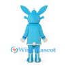 Rabbit Mascot Costume with Sky Blue Coat and White Trim