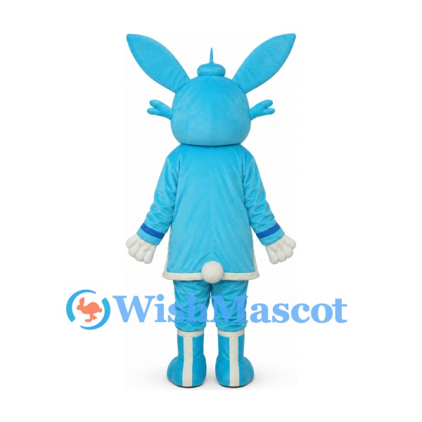 Rabbit Mascot Costume with Sky Blue Coat and White Trim