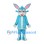 Rabbit Mascot Costume with Sky Blue Coat and White Trim