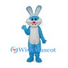 Rabbit Mascot Costume in Blue with White Belly and Red Nose