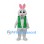 Rabbit Mascot Costume with Green Vest and Polka Dot Bow Tie