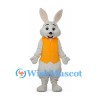 Rabbit Mascot Costume in Gray with Yellow Vest