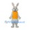 Rabbit Mascot Costume in Gray with Yellow Vest