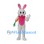 Rabbit Mascot Costume in White with Pink Belly and Carrot