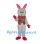 Rabbit Mascot Costume in Gray with Floral Vest and Pink Gloves