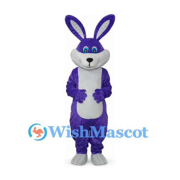 Rabbit Mascot Costume in Purple with White Belly