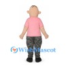 Man Mascot Costume with Pink Shirt and Gray Pants