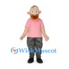 Man Mascot Costume with Pink Shirt and Gray Pants