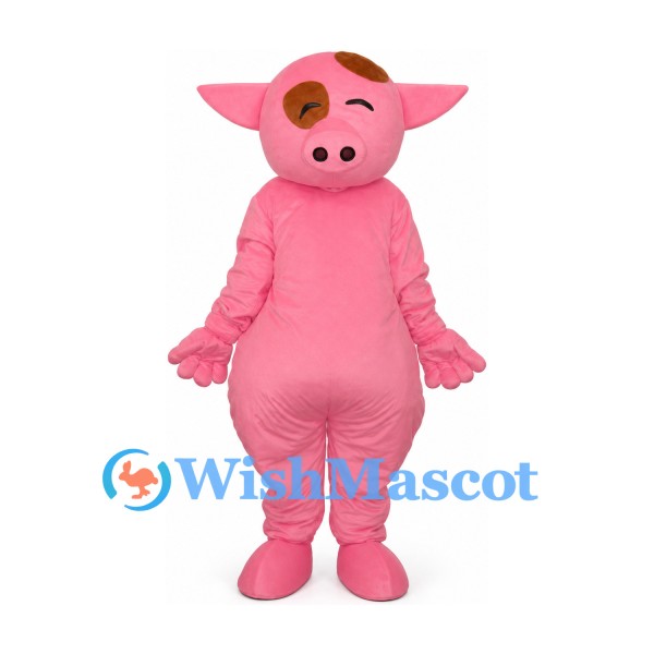 Pig Mascot Costume in Pink with Brown Eye Patch