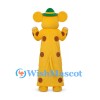 Mouse Mascot Costume with Yellow Spotted Dress and Green Hat