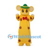 Mouse Mascot Costume with Yellow Spotted Dress and Green Hat