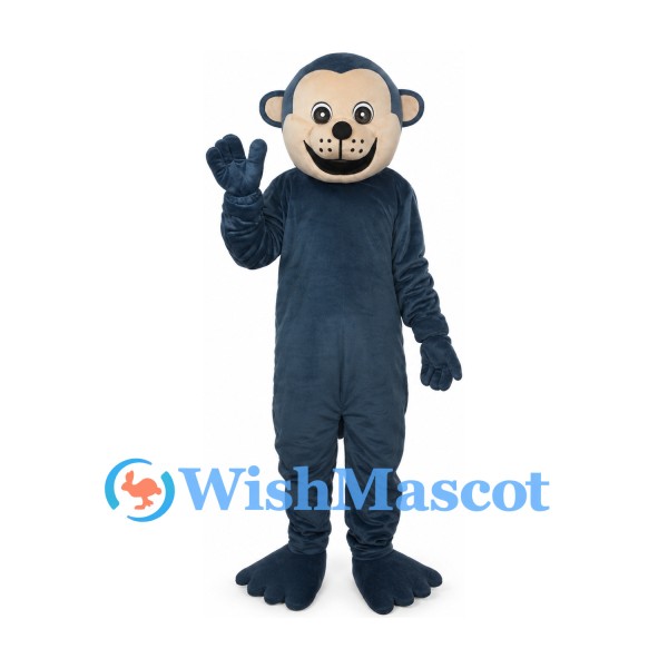Monkey Mascot Costume in Navy Blue with Spotted Muzzle