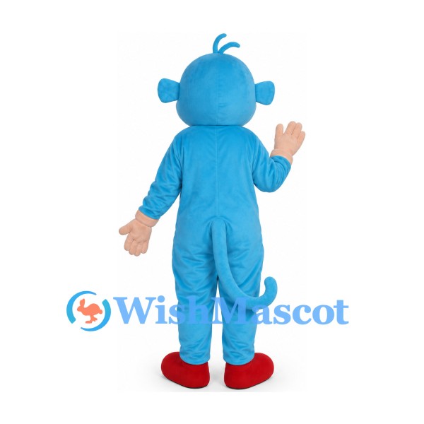 Monkey Mascot Costume in Blue with Pink Face and Yellow Belly