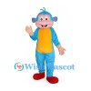 Monkey Mascot Costume in Blue with Pink Face and Yellow Belly