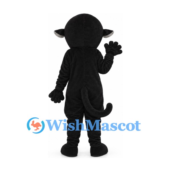 Skeleton Monkey Mascot Costume in Black with Gray Skull Face
