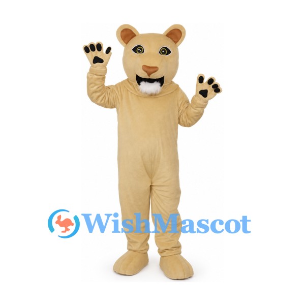 Lioness Mascot Costume in Cream with Black Paw Pads