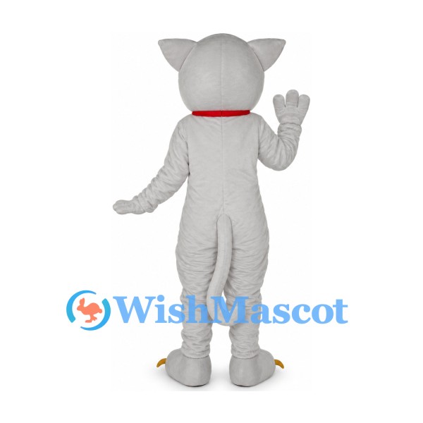 Cat Mascot Costume in Gray with Red Collar