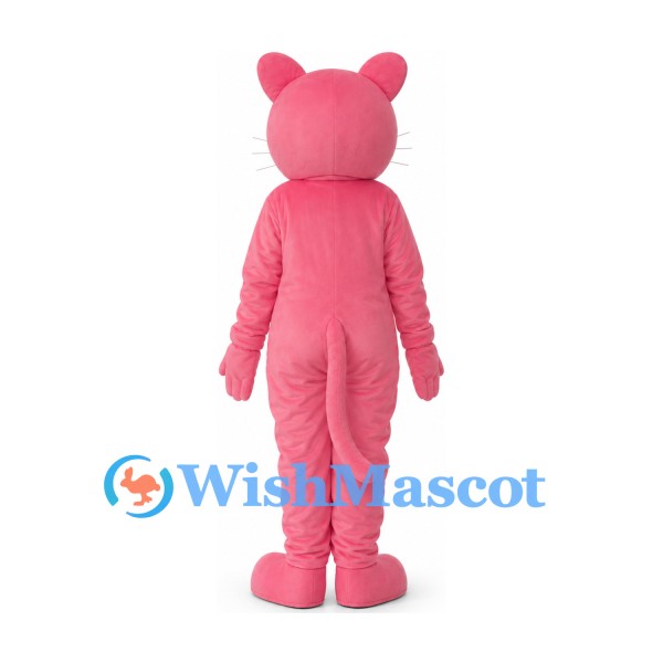Cat Mascot Costume in Pink with Smiling Eyes