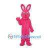 Rabbit Mascot Costume in Pink with Loop Shaped Ears