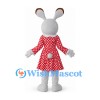 Rabbit Mascot Costume with Red Polka Dot Dress
