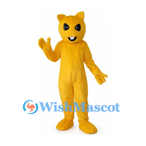 Cat Mascot Costume in Yellow with Long Tail