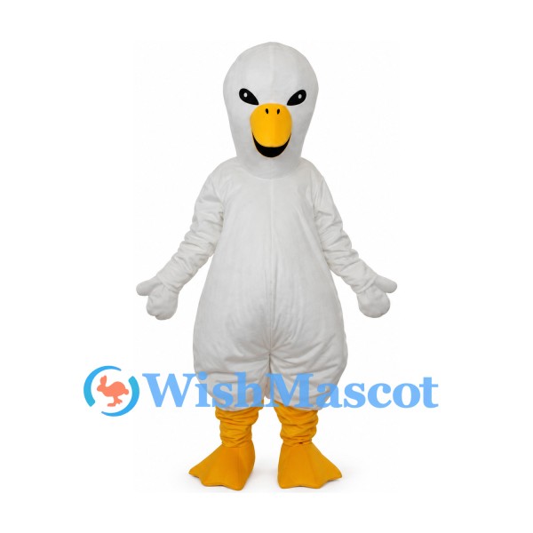 Goose Mascot Costume in White with Yellow Bill and Feet