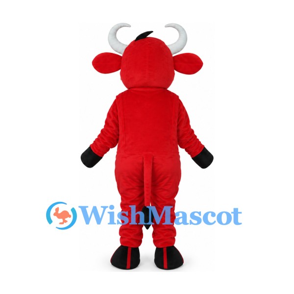 Bull Mascot Costume in Red with White Horns