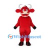 Bull Mascot Costume in Red with White Horns