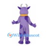 Cow Mascot Costume in Purple with Dark Spots and Yellow Collar