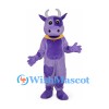 Cow Mascot Costume in Purple with Dark Spots and Yellow Collar