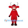 Bull Mascot Costume in Red with White Muzzle