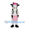 Cow Mascot Costume with Pink Skirt and Head Bow
