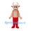 Bull Mascot Costume in Tan with Red Suspender Pants