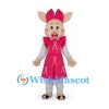 Pig Mascot Costume with Pink Ribbon Print Dress