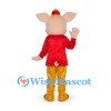 Pig Mascot Costume with Red Tunic and Gold Pants