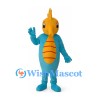Seahorse Mascot Costume in Blue with Orange Head and Belly