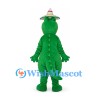 Crocodile Mascot Costume with White Hat and Yellow Belly