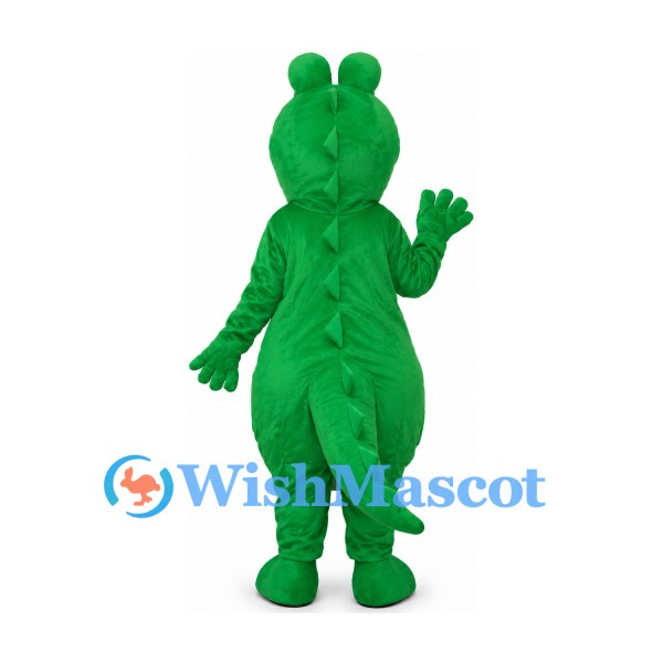 Crocodile Mascot Costume in Green with Yellow Belly and Pink Mouth